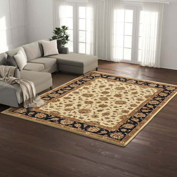 Black 8 x 10 ft. Tufted Oriental Rectangle Indoor Area Rug