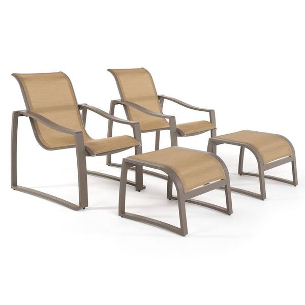 RST Brands Zen Taupe 4-Piece Stationary Sling Outdoor Lounge Chair Set