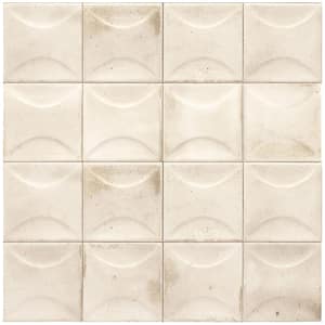 Antiek White 3.94 in. x 3.94 in. Glossy Ceramic Square Deco Wall Tile (5.39 sq. ft./case) (50-pack)