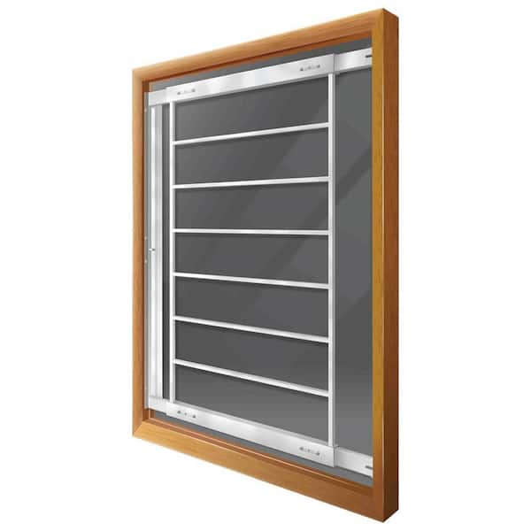 Swing-away 21 in. to 28 in. Adjustable Width 8-Bar Window Guard, White