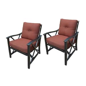 Aluminum Outdoor Lounge Chair with Red Cushion (2-Pack)
