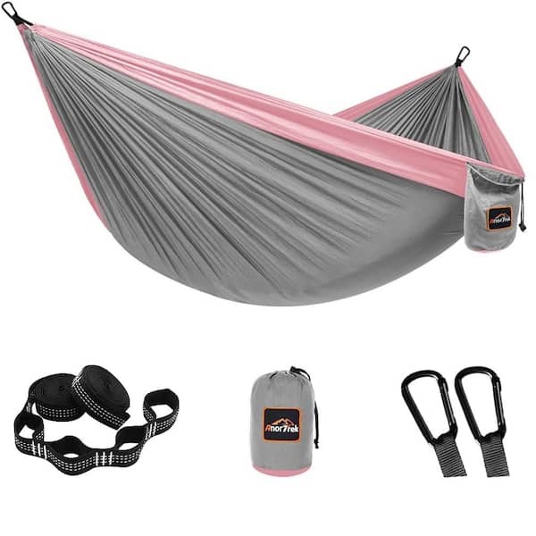 ITOPFOX 9.8 ft. Portable Hammock Bed Hammock in Gray And Pink