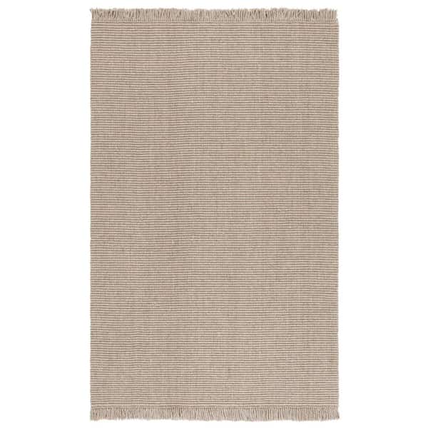 Natural Fiber 9 ft. x 12 ft. Green Woven Solid Fringe Area Rug