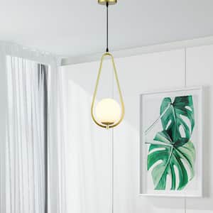 Glass 1-Light Gold Island Mini Pendant with Frosted Glass Shade