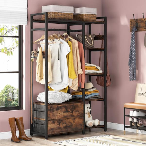 Bedroom Wardrobe Cabinet Storage Closet Organizer in Medium Oak