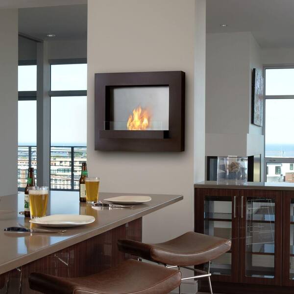 Real Flame Edgerton 36 in. Wall-Mount Gel Fuel Fireplace in Rust Brown-DISCONTINUED