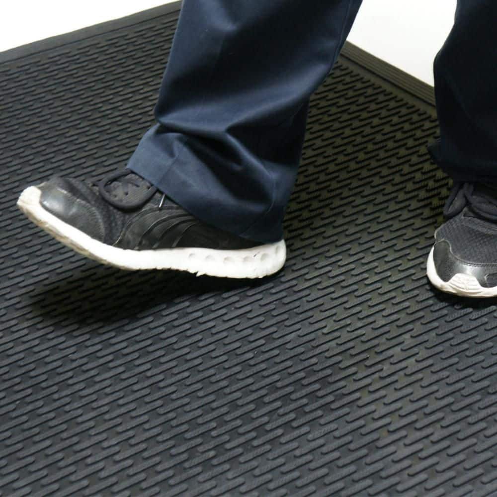 Black Rubber Outdoor Anti-Slip Entrance Door Mat 36" x 60"