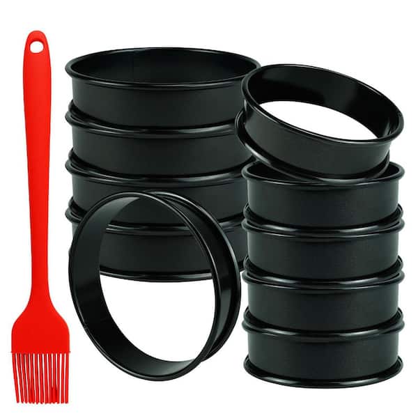 10-Pack 4 Inch & 3.35 Inch Round Stainless Steel Cookie Rings for Baking, Nonstick Double Rolled Tart Rings for Pancakes