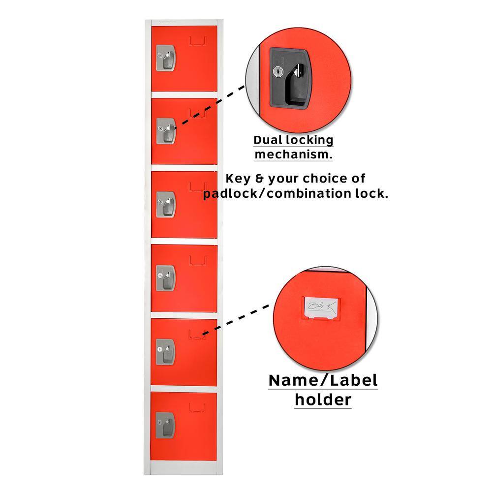 72" Tall Purple Steel 6-Door Freestanding Locker