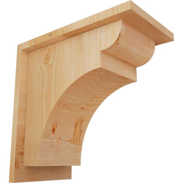 Ekena Millwork 8 in. x 14 in. x 14 in. Douglas Fir Yorktown Rough Sawn Corbel with Backplate