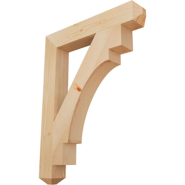 Ekena Millwork 3.5 in. x 34 in. x 26 in. Douglas Fir Merced Craftsman Smooth Bracket