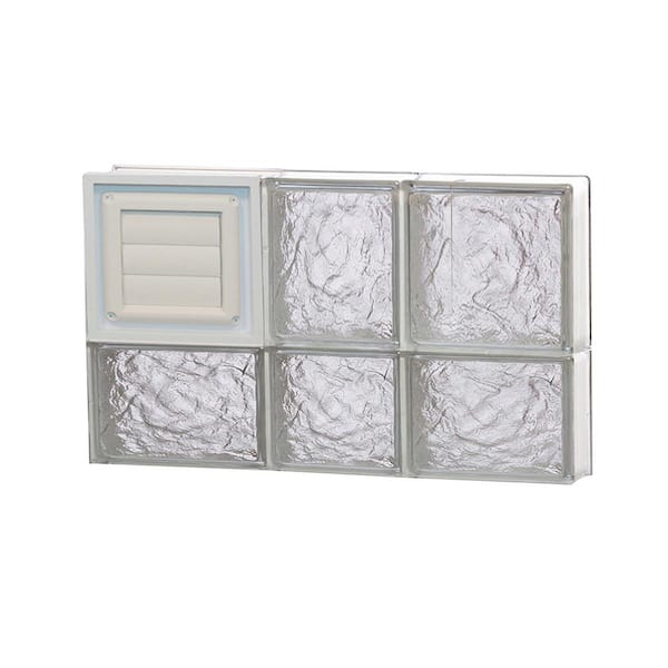 Clearly Secure 21.25 in. x 13.5 in. x 3.125 in. Frameless Ice Pattern Glass Block Window with Dryer Vent