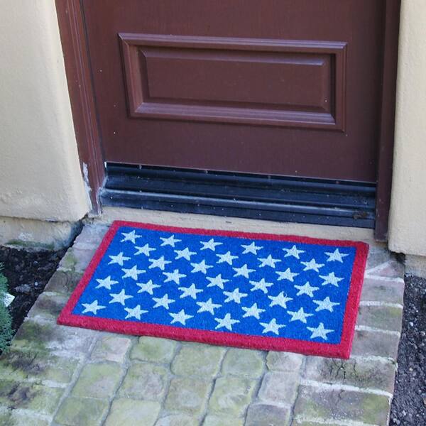 Coco Coir Door Mat, Flag Patriotic Outdoor Decor (17 x 30 In