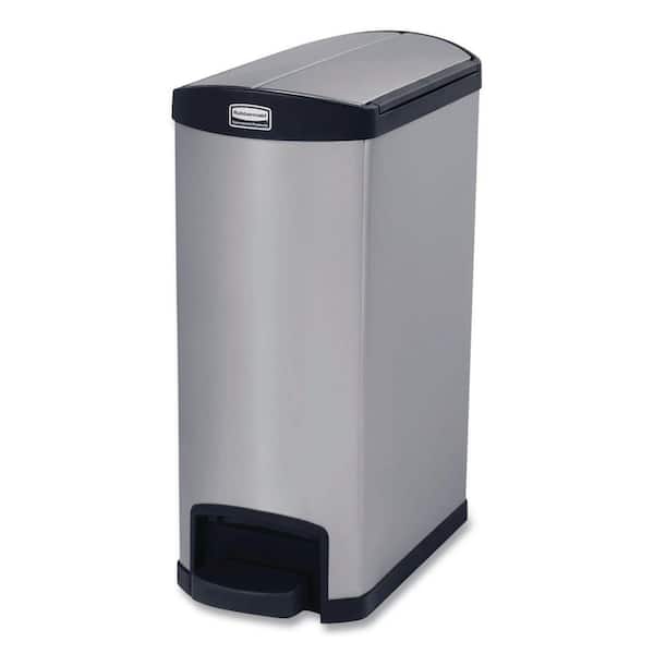 Rubbermaid Commercial Products Slim Jim 13 Gal. Step-On Black Stainless Steel End Step Trash Can