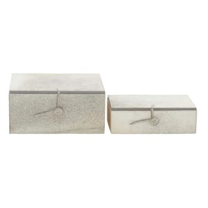 Rectangle Leather Handmade Box with Hinged Lid (Set of 2)