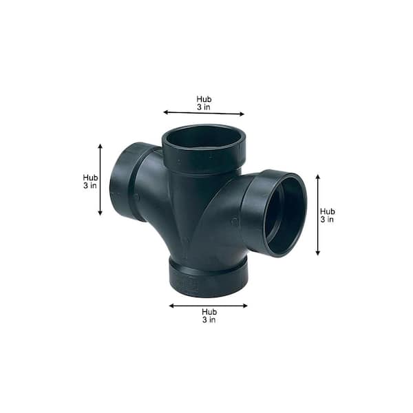 NIBCO 3 in. ABS DWV Double Sanitary Hub Tee C5835HD3 - The Home Depot