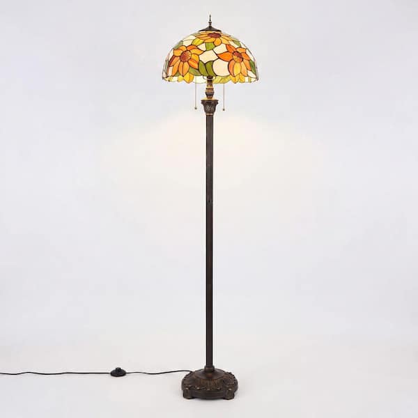 Lasaideal 64 in. Tiffany Style Bronze Finish 2-Light Standard