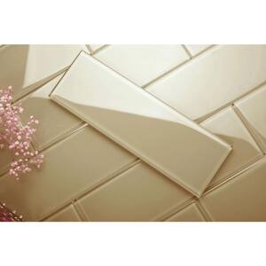 Light Taupe 4 in. x 12 in. x 8mm Glass Subway Tile (5 sq. ft./Case)