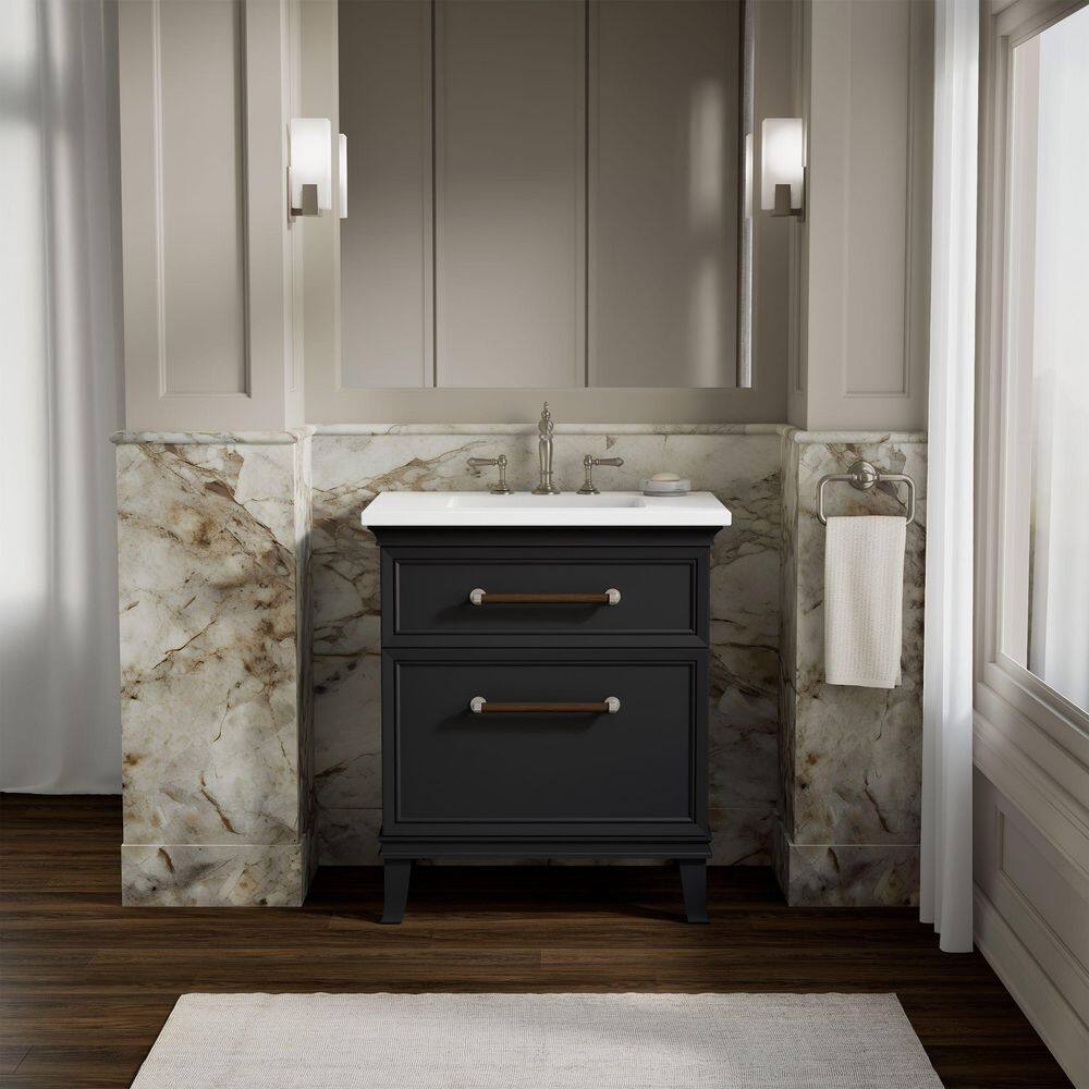 Artifacts 30 in. Freestanding Slate Grey Bath Vanity with Miami White Quartz Top And Brass Hardware price history on PriceWatchPro