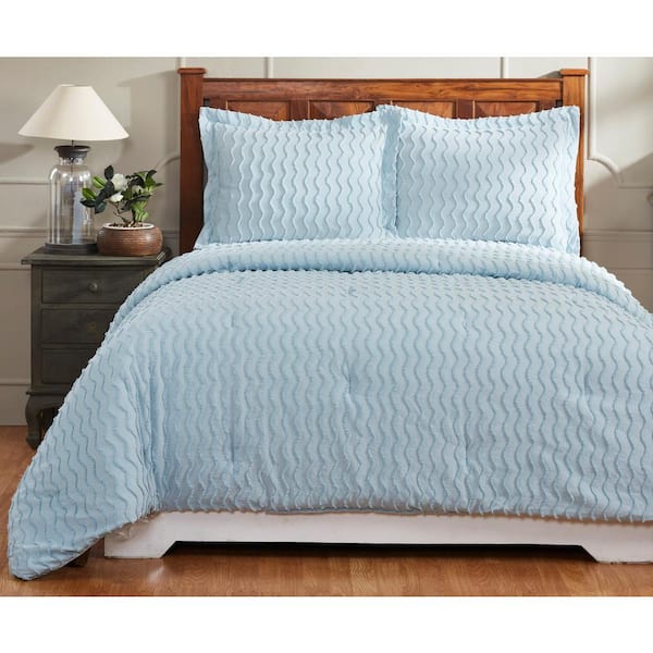 Better Trends Isabella Comforter 3-Piece Blue Full/Queen 100% Cotton Tufted  Chenille Wavy Channel Design Comforter Set SS-QUISQFBL - The Home Depot
