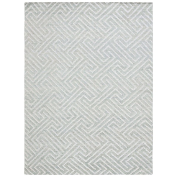 Santa Fe 6 ft. x 9 ft. Light Gray/Silver Modern Geometric Area Rug