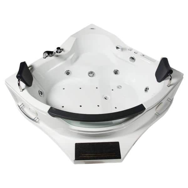 60'' x 60'' White Acrylic Corner Whirlpool Bathtub