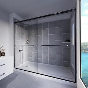 Slate Grey-Rainier 60 in. L x 32 in. W x 83 in. H Base/Wall/Door Concealed Base Alcove Shower Stall/Kit Matte Black Left