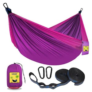 8.8 ft. Portable Camping Double and Single Hammock with 2 Tree Straps in Purple