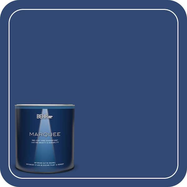 BEHR MARQUEE 1 qt. #S-H-580 Navy Blue Satin Enamel Interior Paint & Primer