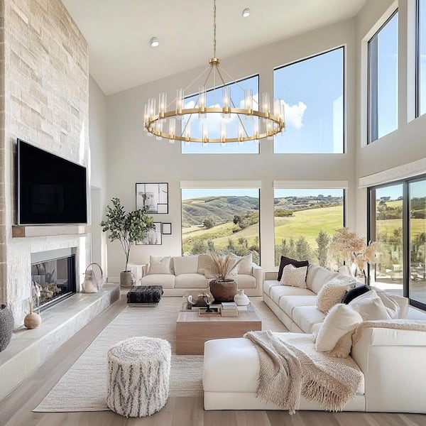 Modern Chandelier 60 in. 20-Light Gold Wagon Wheel Chandelier for Dinning Room, Kitchen Island, Foyer, Bedroom