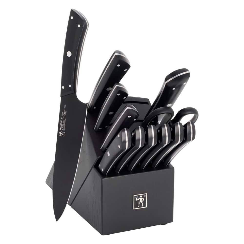 HENCKELS Noir 13-Piece Stainless Steel Full Tang Black Knife Block