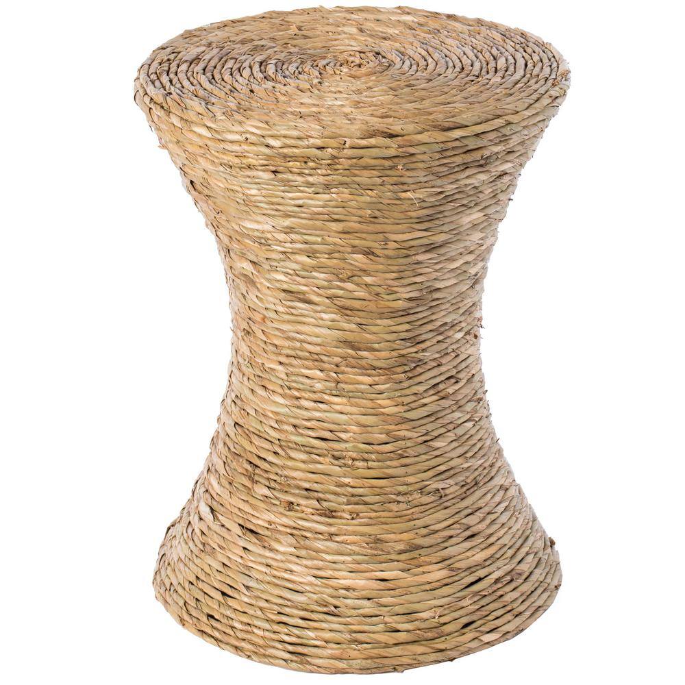 Rustic Hourglass Wicker 15" Round Side Table