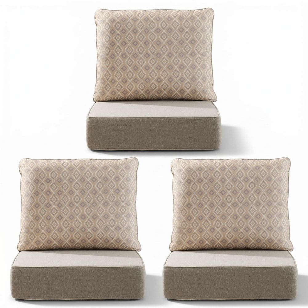 22 in. x 24 in. x 6 in. 6-Piece Olefin Deep Thick Outdoor Lounge Chair Sofa Replacement Seat & Back Cushion Set in Beige price history on PriceWatchPro
