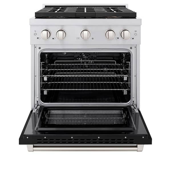 30 in. 4.2 cu. ft. Paramount Dual Fuel Range with 4 Burner DuoPro Cooktop and Electric Oven with Black Matte Door