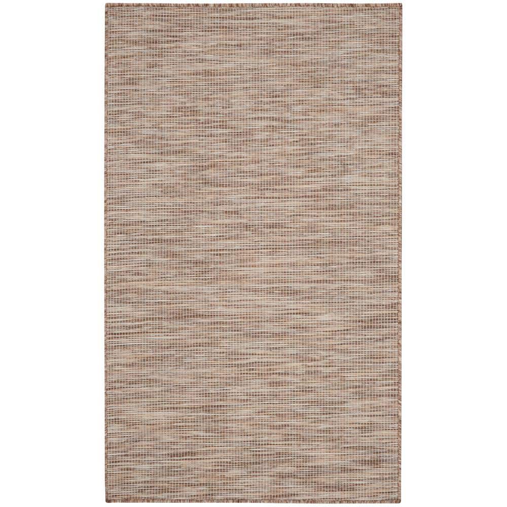 Beige Easy-Care Synthetic Rectangular Flatweave Rug