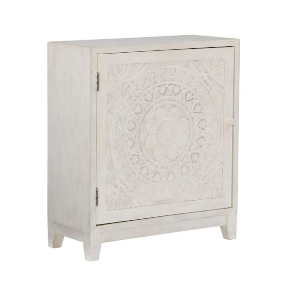 Grace Smokey White Finish Accent Storage Cabinet with Shelf