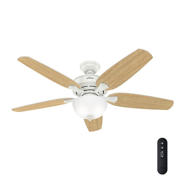 Hunter Channing 54 In Led Indoor Easy Install Fresh White Ceiling Fan With Hunterexpress Feature Set And Remote 53368 The Home Depot