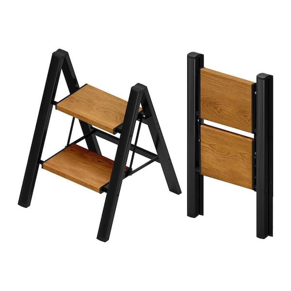 2-Step Ladder Aluminum Lightweight Folding Stool with Anti-Slip Wide Pedal 330 lbs. Capacity for Home Kitchen Office