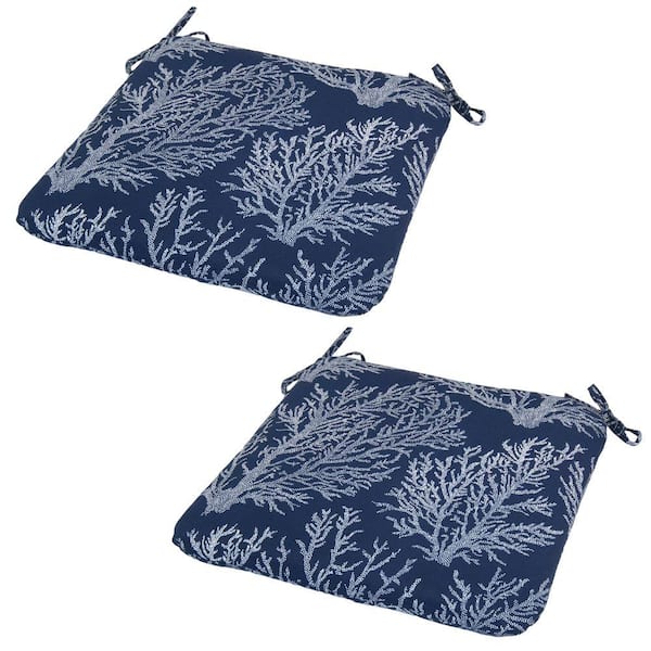 Hampton Bay Midnight Coral Outdoor Seat Cushion (2-Pack)