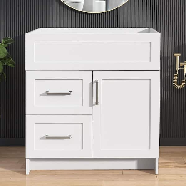 Mox 30 in. W x 21.5 in. D x 33.5 in. H Freestanding Bath Vanity Cabinet without Top Bathroom Base in White Unassembled