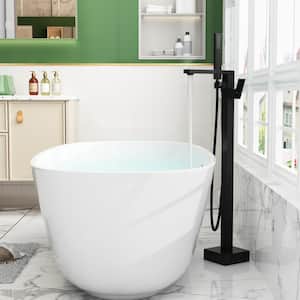 Single-Handle Freestanding Bathtub Faucet, Floor Mounted Tub Filler with Hand Shower in Black, High Flow Rate Max 6 GPM