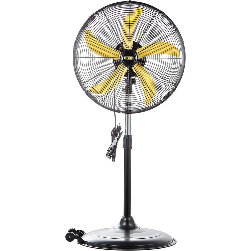 20 in. High Velocity Oscillating Pedestal Fan in Yellow with 3 Speeds, 1/5 