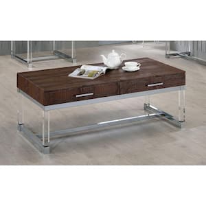 Paules 47 in. Brown Rectangle Wood Coffee Table with 2-Drawer