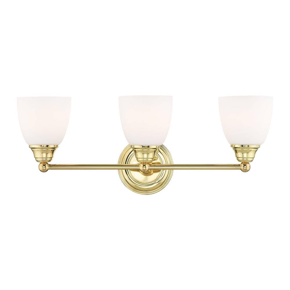 Somerville Polished Brass 3-Light Vanity with Satin Opal White Glass