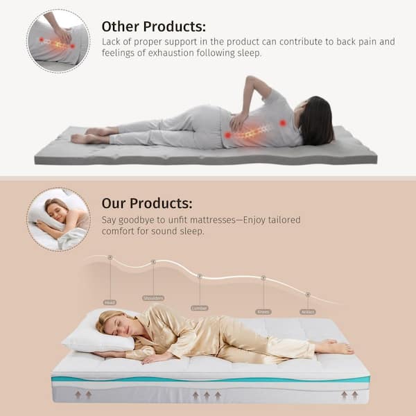 2-in-1 3 in. Gel Memory Foam Mattress Topper with Detachable Pillow Top Mattress Pad Cover, Full Size, White