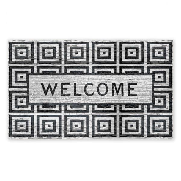 Modern Urban Farmhouse Welcome Black 18 in. x 30 in. Polyester Non-Slip Outdoor Door Mat