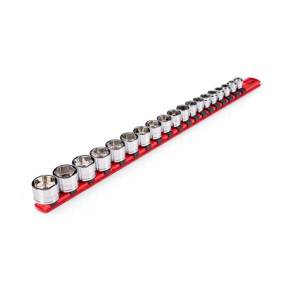 3/8 in. Drive Extra-Shallow 6-Point Socket Set with Rail, 19-Piece (6 - 24 mm)