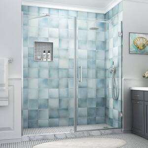 Belmore XL 72.25 - 73.25 in. W x 80 in. H Frameless Hinged Shower Door with Clear StarCast Glass in Stainless Steel
