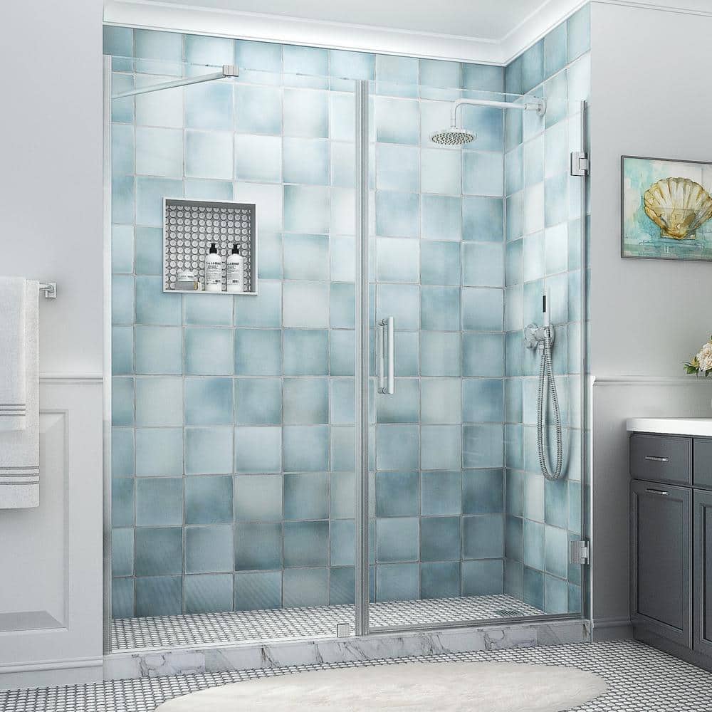 Belmore XL 74.25 - 75.25 in. W x 80 in. H Frameless Hinged Shower Door with Clear StarCast Glass in Stainless Steel price history on PriceWatchPro