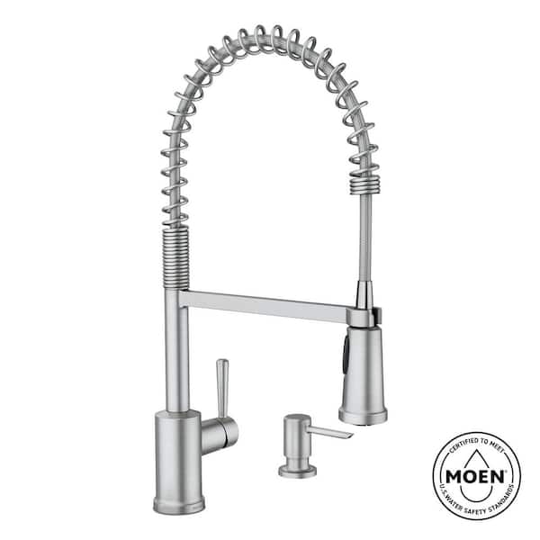 Indi Single-Handle Pre-Rinse Spring Pulldown Sprayer Kitchen Faucet with Power Clean in Spot Resist Stainless